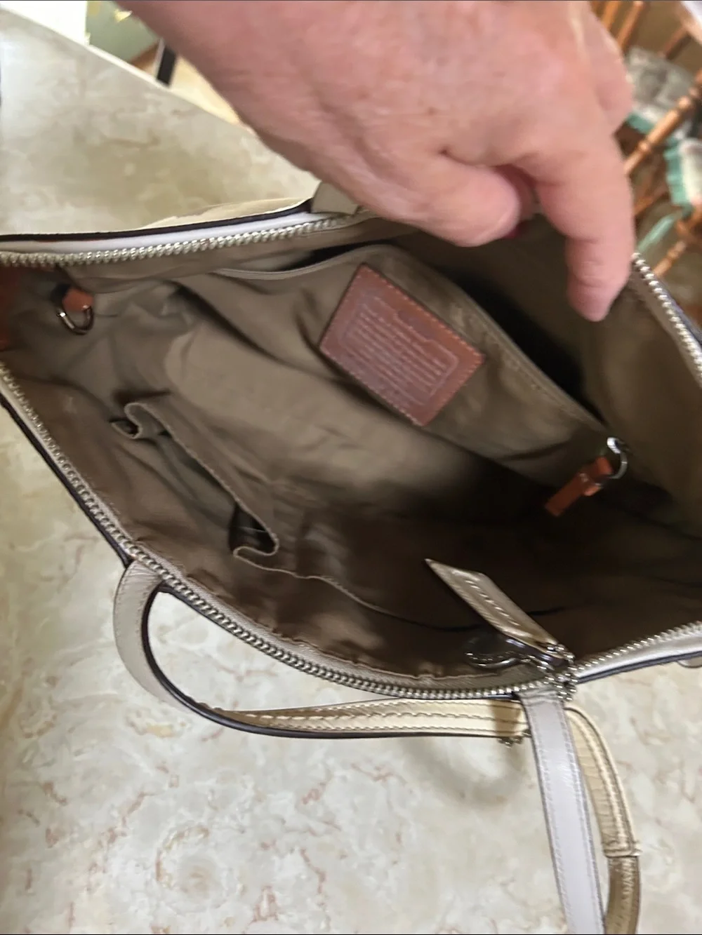 Coach Signature Canvas Tote in Brown and Cream Trim